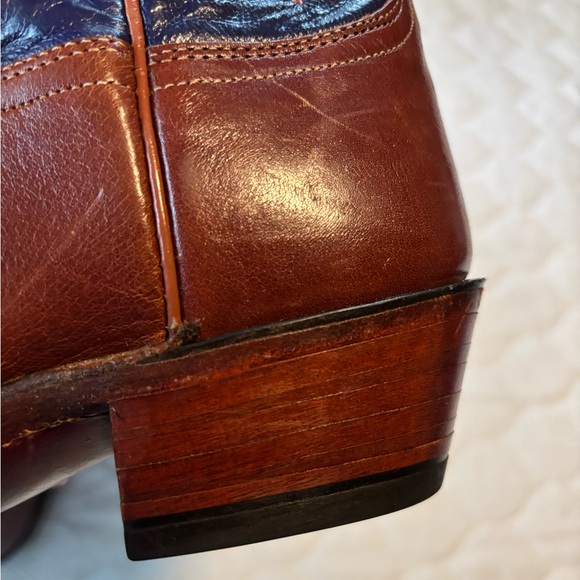 ⭐️ Lucchese 1883 Women’s Cowboy Boots Brown & Royal Blue, Yellow Stars ⭐️ - Picture 10 of 15